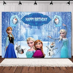 Frozen Princess Elsa Backdrop Happy Birthday Party Background Photo Banner