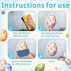 Easter Window Decoration Clings Double-Sided Cute Bunny Decals Home Indoor Decor