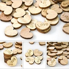 400pcs Rustic Wooden Love Heart Wedding Table Scatter Decoration Valentines’ …