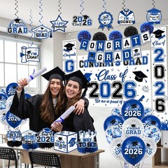 Graduation Decorations 2026 Set Black and Blue – Dark