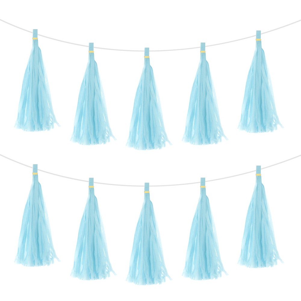 40Pcs Light Blue Tassel Garland Banner with Rope
