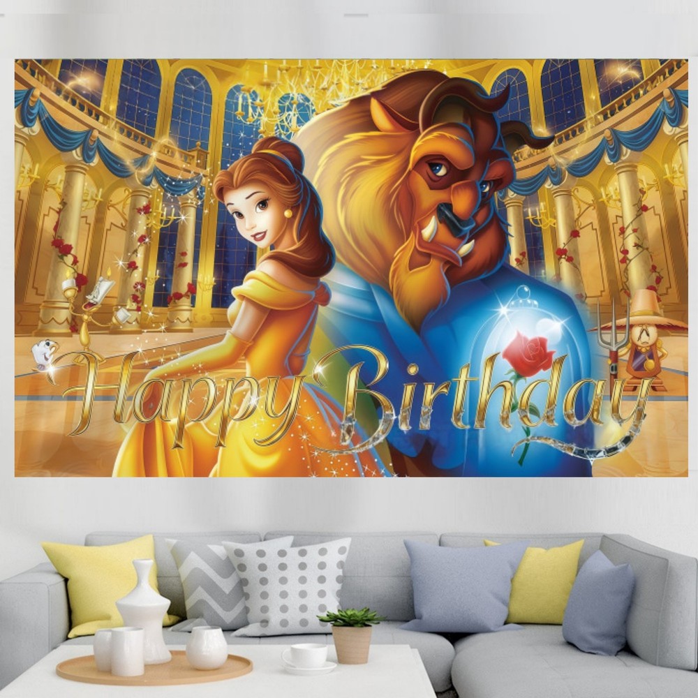 Beauty and The Beast Backdrop Birthday Party Decorations Background Home Studio