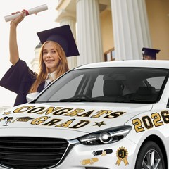 27pcs Graduation Car Decoration Set – Inflatable Cap, Magnetic Decor for Class o
