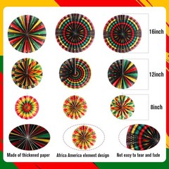 Outus Black History Month Decorations Paper Fans Juneteenth Hanging Paper Fans K