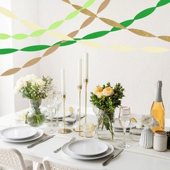 5 Rolls Green Gold Crepe Paper Streamers Wedding Baby Shower Party Supplies