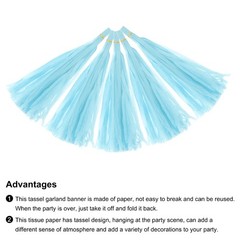 40Pcs Light Blue Tassel Garland Banner with Rope