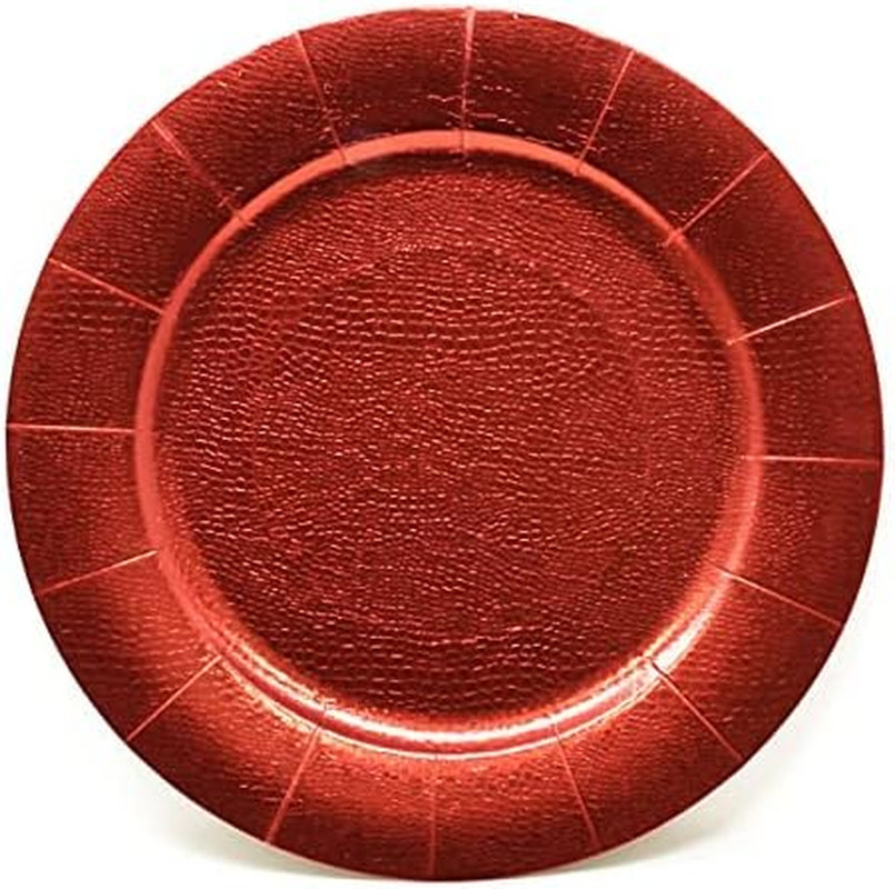 24 Disposable Red round Charger Plates 13″ Christmas Dinner Serving Tray Heavy D