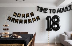 18th Birthday Decorations Black Time to Adult Balloons Banner 18th Birthday G…