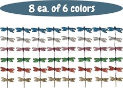 Sparkling Dragonfly Clip On Ornaments – 48pc 4″ Metallic Craft Embellishments