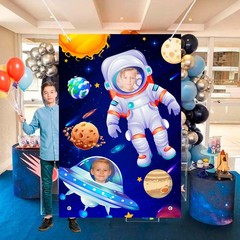 Galaxy Astronaut Face Photography Background,59.06»x39.37»Space Party Backdrop