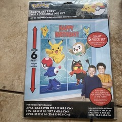Pokémon Pikachu Wall Decorating Kit 5pc Birthday Party Supplies Brand New