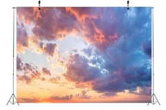 8x6ft Fabric Sunset Sky Clouds Backdrop Bright Sky Sunset Scenery Cloudy 8x6FT