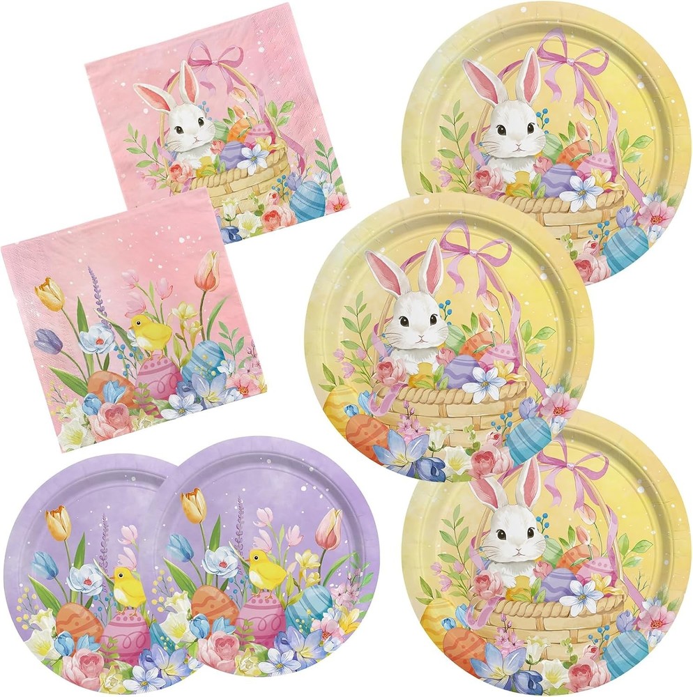 Whimsical Easter Celebration Kit for 16 – Includes Dinner and Dessert Plates