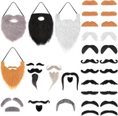 32 Pcs Fake Mustaches Funny Self Adhesive Fake Beard Moustache Costume Realis…