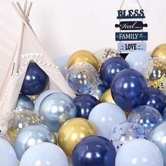 Navy Blue Gold Balloon, 60 Packs 12 Inch Metallic Blue and Macaron Blue Ballo…