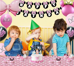 Pink Mouse Birthday Party Decorations Balloons Garland Signs Tablecloth Backdrop