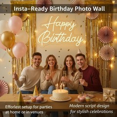 Large Dimmable LED Happy Birthday Neon Sign – 22×16.9 Inch Wall Decor for Partie