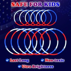 Fourth of July Glow Sticks – 100 PCS Red White Blue Party Favors for Kids
