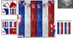Stunning Red, Silver, and Blue Tinsel Backdrop – 2 Pack for 4th of July Events