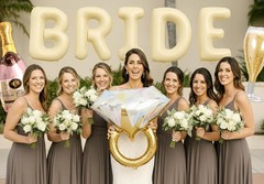 Gold Ring & Champagne Bottle Balloons Bachelorette Bridal Shower Decor
