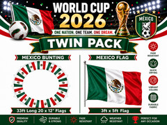 2 PACK 🇲🇽 Mexico Flag 150x90cm & 10M Bunting Bandera de México Entrega rápida