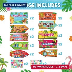 20 Pieces Luau Party Decorations Hawaiian Party Welcome Sign Summer Tropical Par