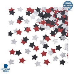 Red Black Silver Star Confetti 200 Count for 4th of July & More