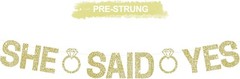 Pre-Strung Glitter Champagne Gold She Said Yes Banner Bridal Wedding Party Sign