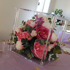 2 PCS 10 Inch Acrylic Crystal Wedding Centerpiece Clear Flower Stand Column