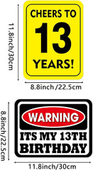 13th Birthday Party Decorations Caution Wall Signs Door Window Yard 9 Pcs