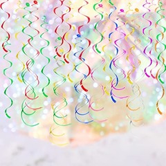 Colorful Ceiling Swirl Foil Decorations Hanging Plastic Streamer Muticolor 1