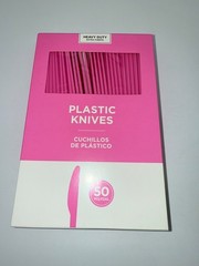 Heavy Duty Plastic Knives 50 Count Party Cutlery Pink Silver or Blue (choose)