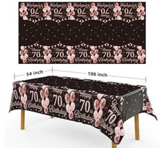 3 Pack 70Th Birthday Decorations for Women – Happy 70Th Birthday Tablecloth, Bla