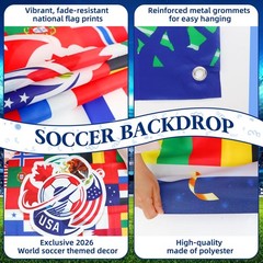 Soccer Party Decorations, 60×70 Inch Vibrant Soccer Backdrop Banner Hanging S…