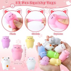 Cat Birthday Party Favors – Sequin Headband, Squishy Toy, Keychain, Stickers & M