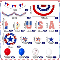 34-Piece Independence Day Golf Cart Decoration Kit – Red, White, Blue Decor