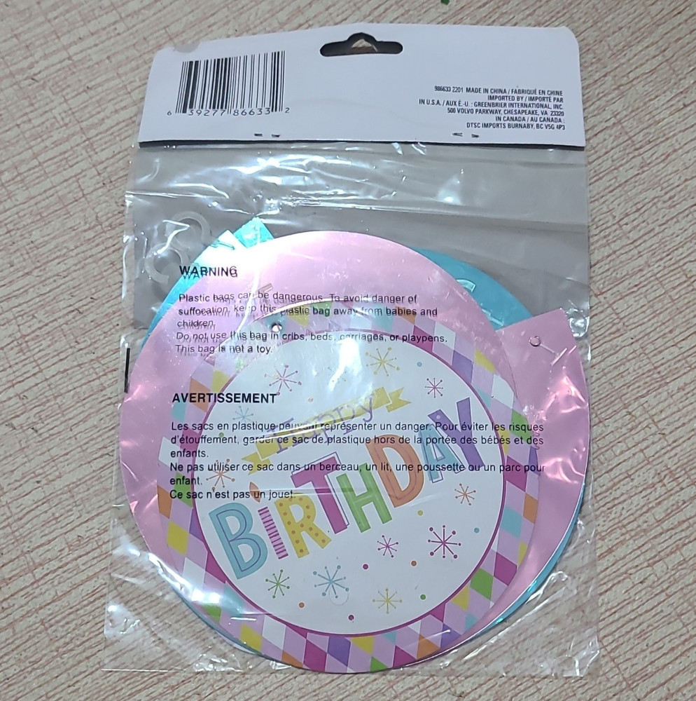 Birthday Hanging Swirl Decorations Foil Multicolor Blue Pink Cake Pattern
