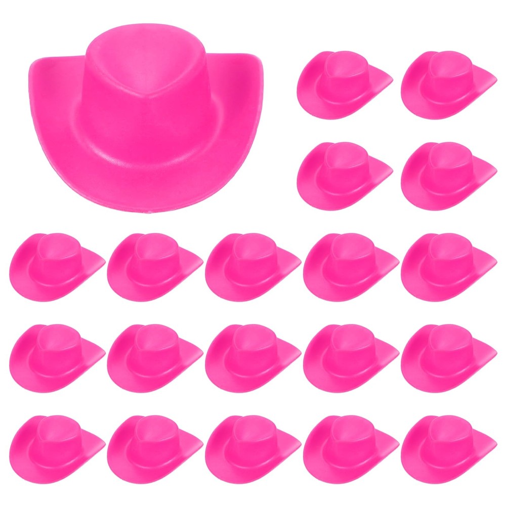 PATIKIL Mini Cowboy Hat, Plastic Rose Red Tiny Cowboy Cow Girl Hats Mini Party H