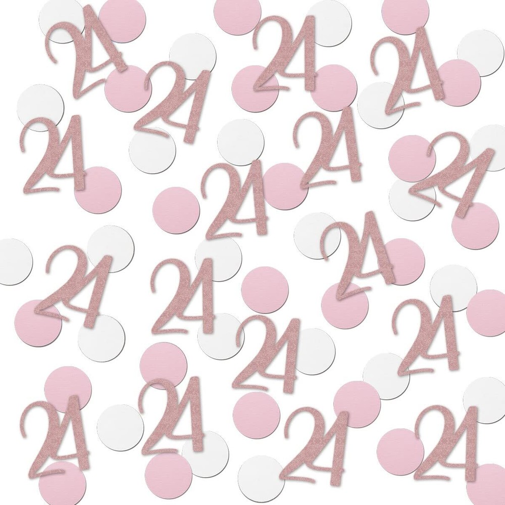 Rose Gold 24 Confetti 24th Glitter Birthday Number Anniversary 200 Pieces