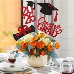 20 PCS Graduation Decorations Class of 2026, Black and Red DoubleSided Center…