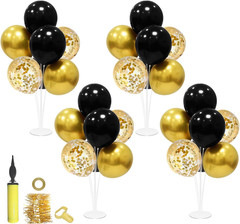 Black and Gold Party Decorations 4 Set Balloon Stand Table Centerpieces for Men’