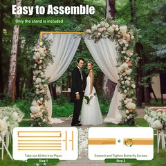 Metal Pergola Arbor Yellow Wedding Arch Assemble Freely Lightweight Wide Wedding