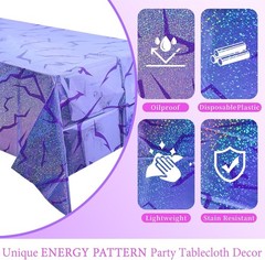 3PCS Glittery Purple Demon Tablecloths – Vibrant Decor for Birthday & Graduation