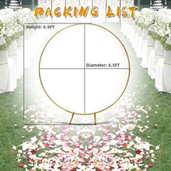 Round Backdrop Stand Circle Arch, 6.5ft Golden Metal Balloon Arch Kit for Par…