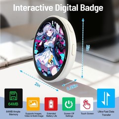 Digital Pin with Anime Themed Pixel Screen – -for Backpacks Cool Button Displ…