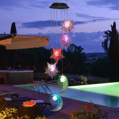 Tryme Solar Wind Chimes with Sun Moon Star Color Changing Windchimes, Outdoor…