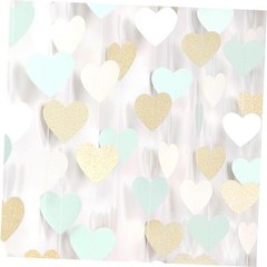 Sage-Green Gold Tea Party Decorations Heart Garland – 52Ft Sage-green Gold Tea
