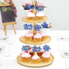 30 PCS Happy Retirement Cupcake Toppers Officially Retired Cake Blue
