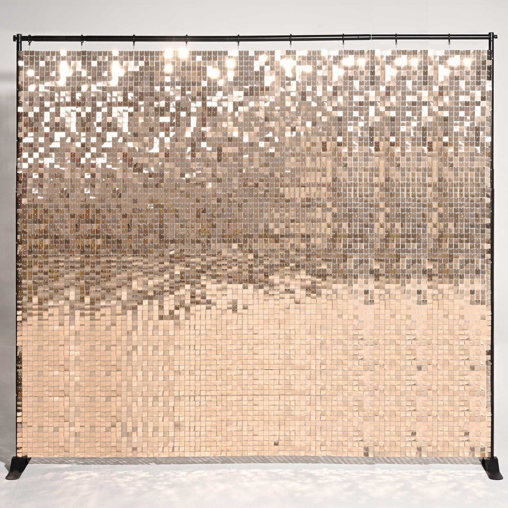 10×8 FT Shimmer Wall Backdrop with Stand 72 Pcs Panels Decor for Wedding Party