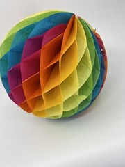 Vintage Multicolor Honeycomb Tissue Paper Ball Decor Lot of 3 14” Diameter